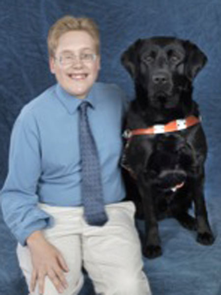 Andrew Crane and guide dog Orzo